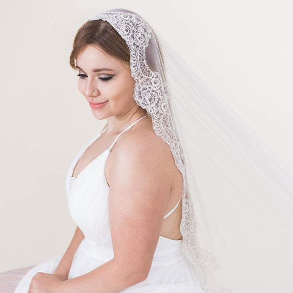 dalia beaded mantilla veil