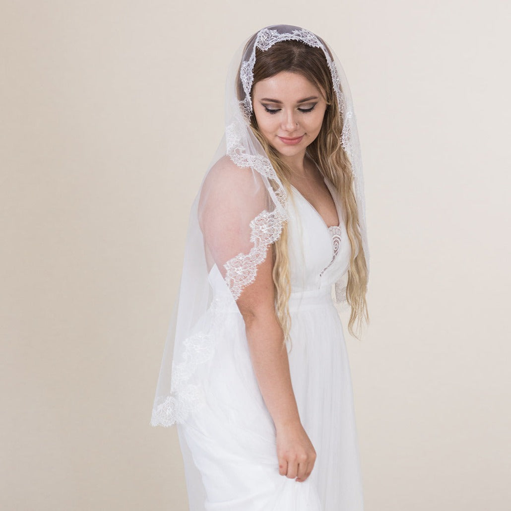 Camila Ivory Veil With Lace Edge  The Mantilla Co – The Mantilla