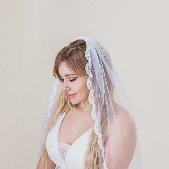 letizia gathered comb mantilla veil