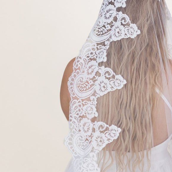 spanish lace veil with flowers and paisley design regina