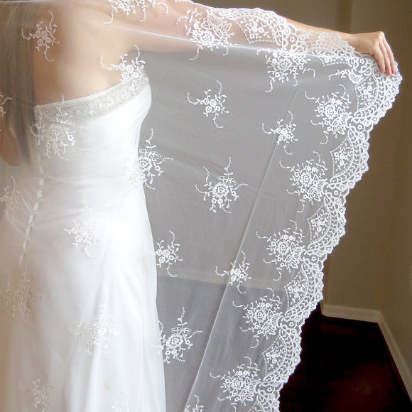 mantilla veil for bride and groom 