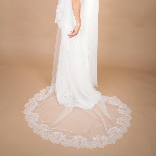cathedral length lace mantilla style veil