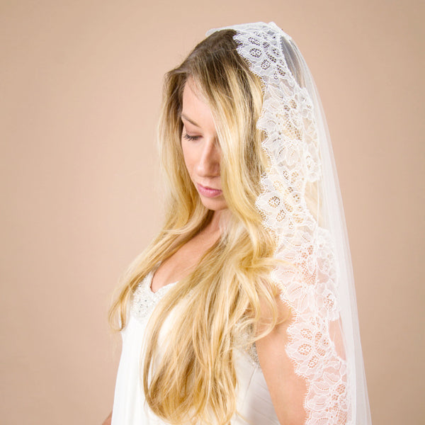 mantilla bridal veil without blusher