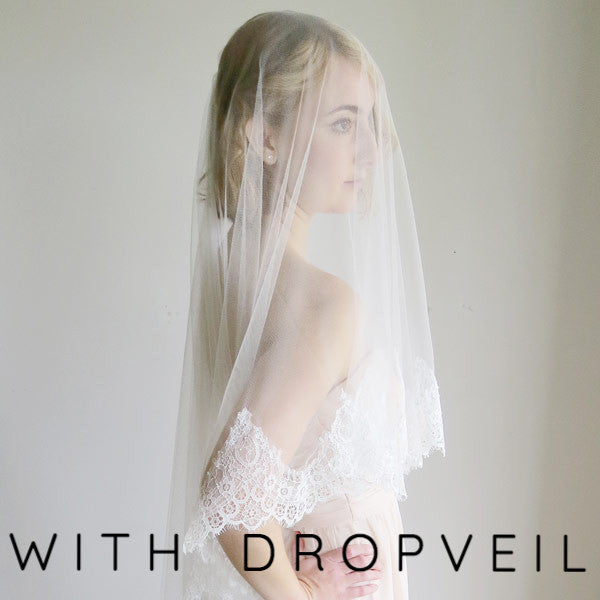 Cathedral length mantilla wedding veil drop veil