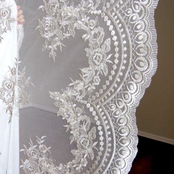 ceremony mantilla veil for bride and groom 