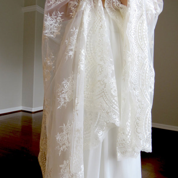 rectangular ceremony mantilla veil for bride and groom 
