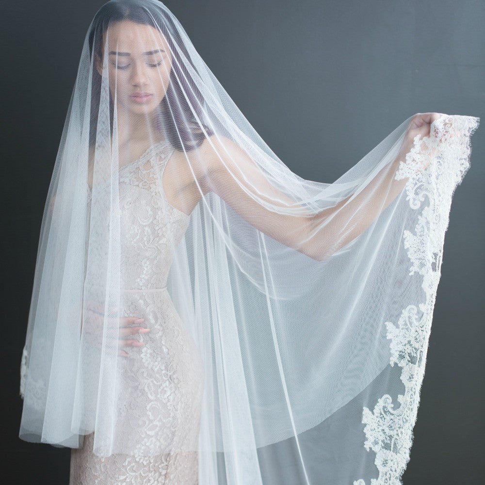 Drop Veil, Blusher Veil. Wedding Veil, Pastel Veil, Simple Veil