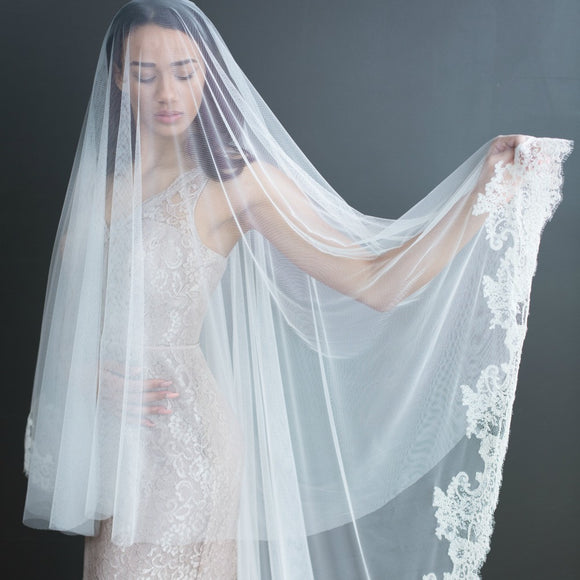 half-lace mantilla veil with blusher