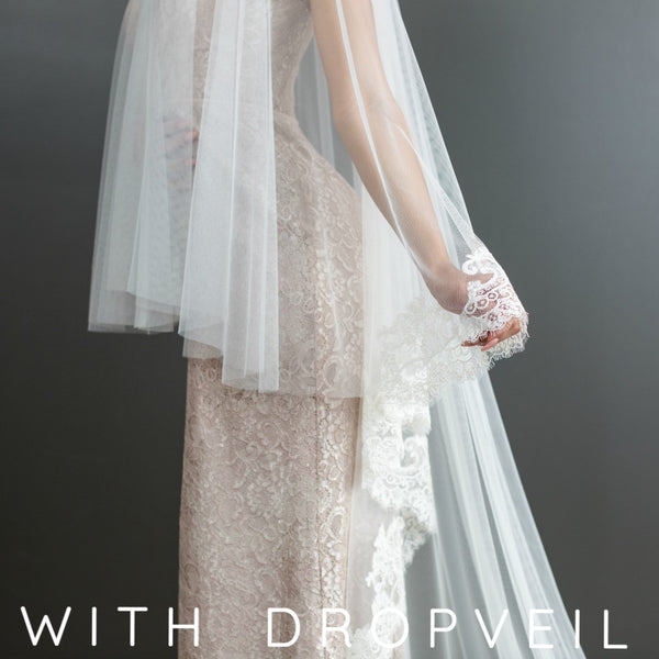 mantilla veil with drop veil style blusher