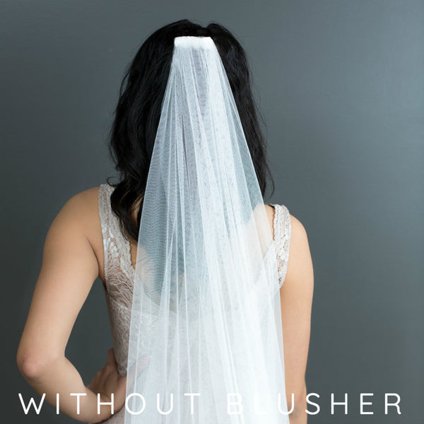 mantilla veil with half lace and no blusher