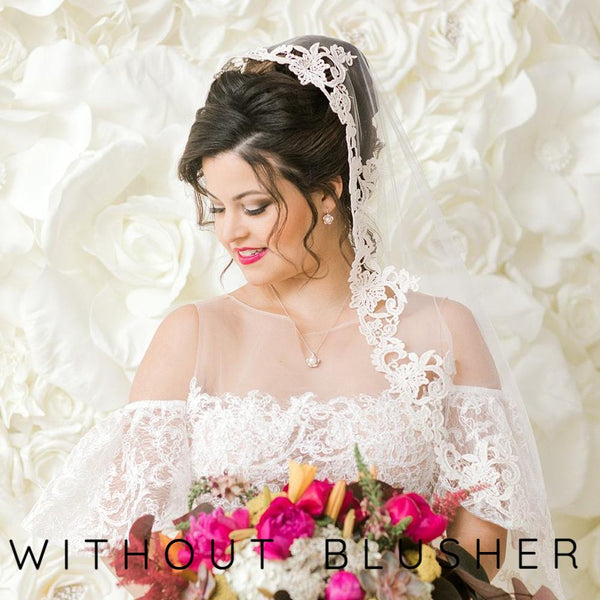 ivory mantilla veil without a blusher