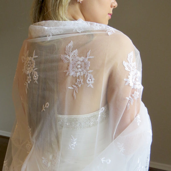 rectangular ceremony mantilla veil for bride and groom 