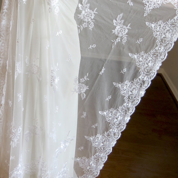 ceremony mantilla veil for bride and groom 